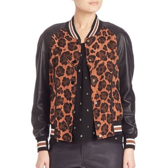 NWT Coach black & brown leather bomber jacket - Picture 4 of 12